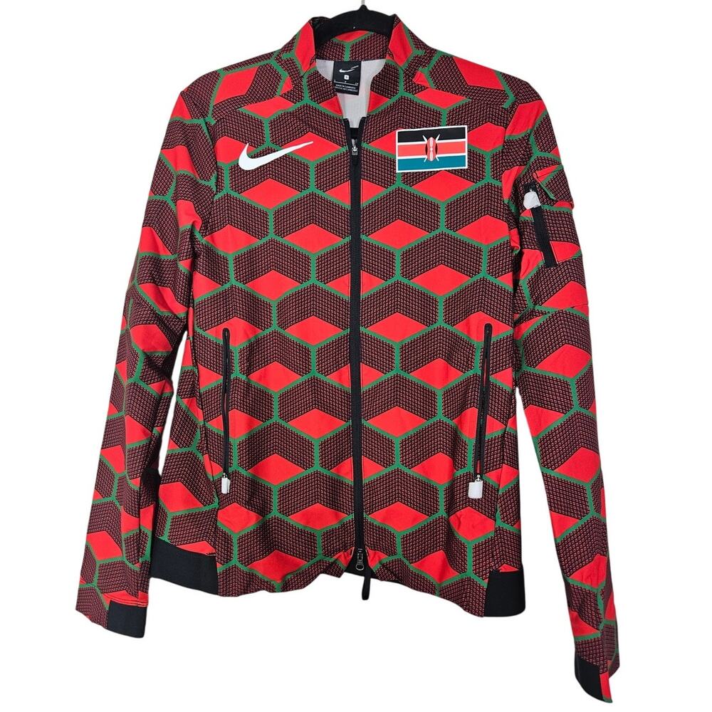 NEW Nike Pro S Elite Team Kenya Podium Track Jacket Full Zip Red Black Running